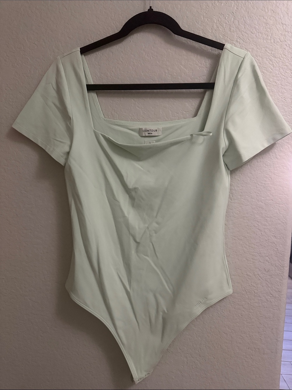 Aritzia Mint Square-Neck Short Sleeve Bodysuit